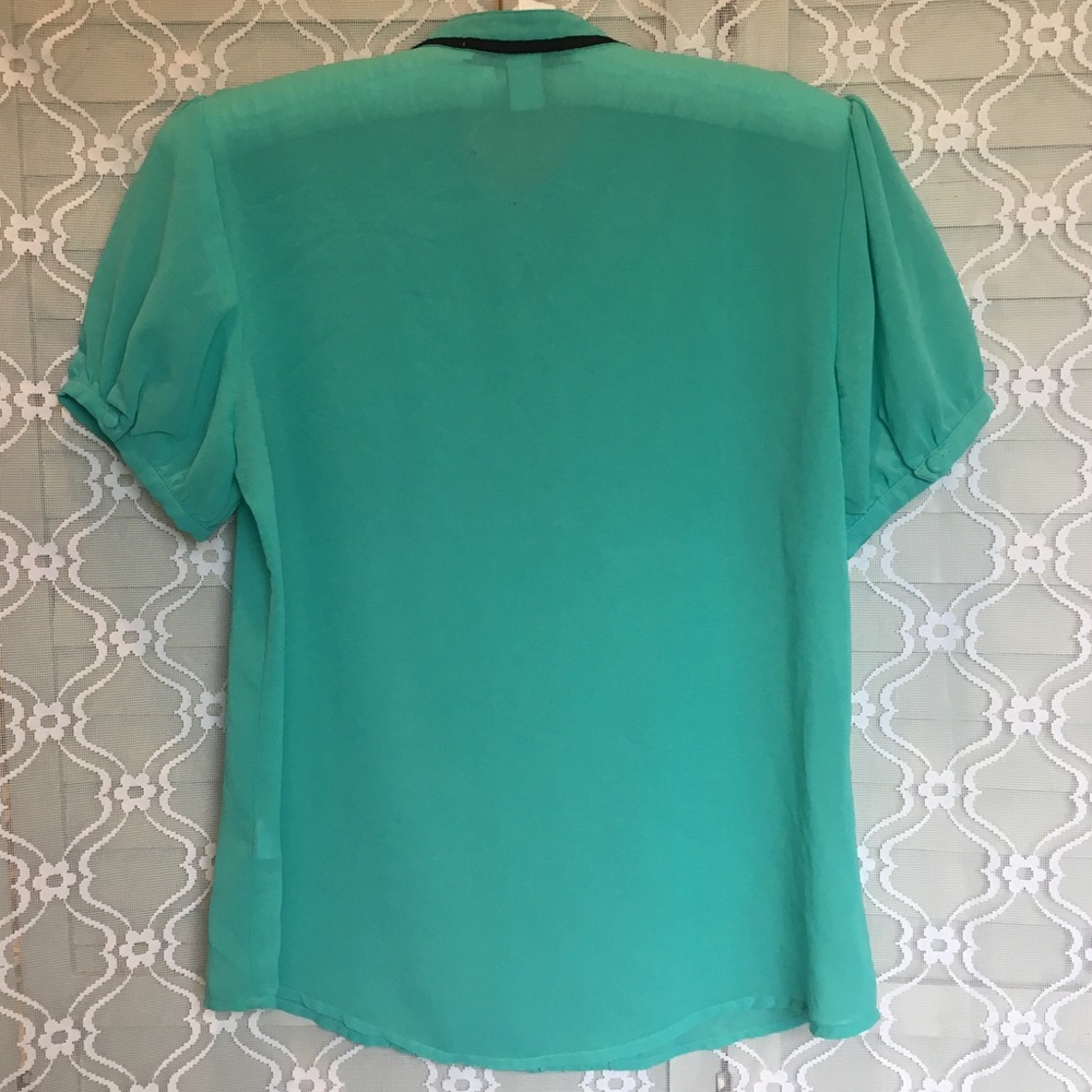 Turquoise Frilled Button Top - Picture 5 of 7